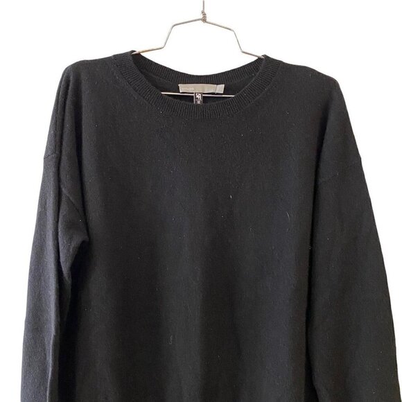 Vince Cashmere Split Back Pullover Sweater in Black Women’s Size Large - Picture 2 of 9
